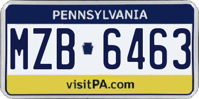 PA license plate MZB6463