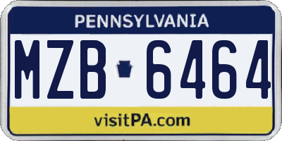 PA license plate MZB6464