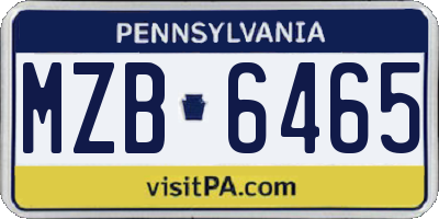 PA license plate MZB6465