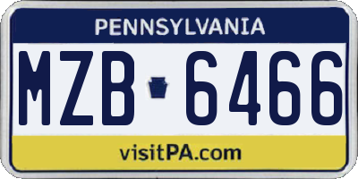 PA license plate MZB6466