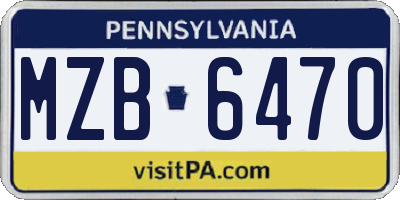 PA license plate MZB6470