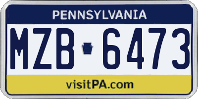 PA license plate MZB6473