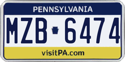 PA license plate MZB6474