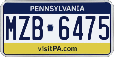 PA license plate MZB6475