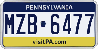 PA license plate MZB6477