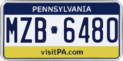 PA license plate MZB6480