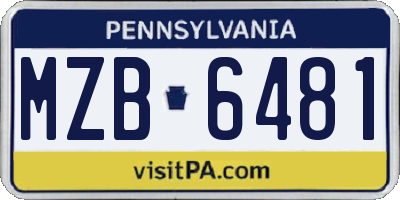PA license plate MZB6481