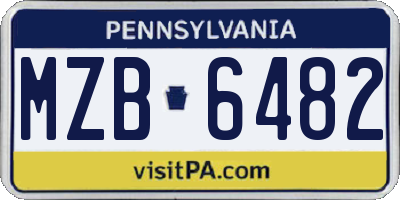 PA license plate MZB6482