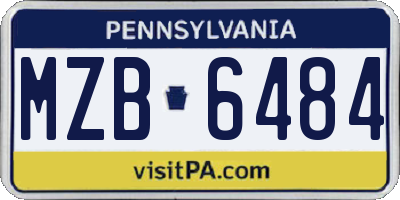 PA license plate MZB6484