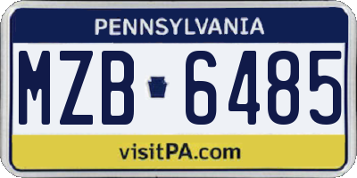 PA license plate MZB6485