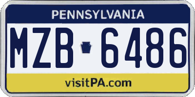 PA license plate MZB6486