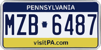 PA license plate MZB6487