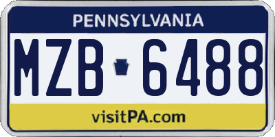 PA license plate MZB6488