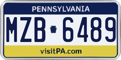 PA license plate MZB6489