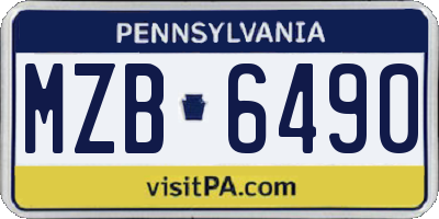 PA license plate MZB6490