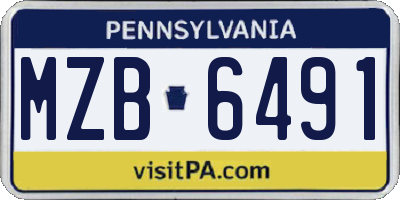 PA license plate MZB6491