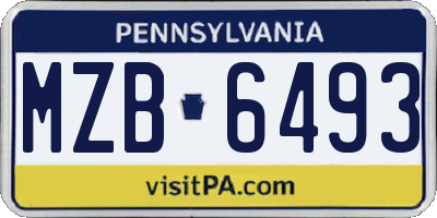 PA license plate MZB6493