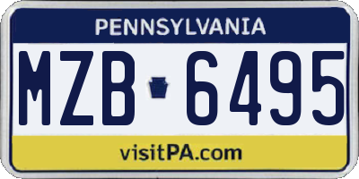 PA license plate MZB6495