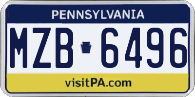 PA license plate MZB6496