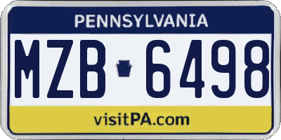 PA license plate MZB6498