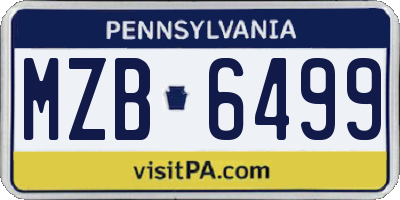 PA license plate MZB6499