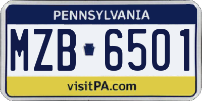 PA license plate MZB6501