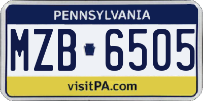 PA license plate MZB6505