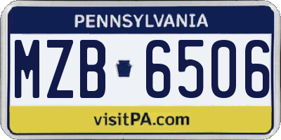 PA license plate MZB6506
