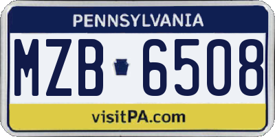 PA license plate MZB6508
