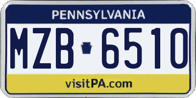 PA license plate MZB6510