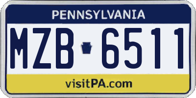 PA license plate MZB6511