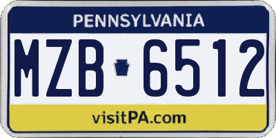 PA license plate MZB6512