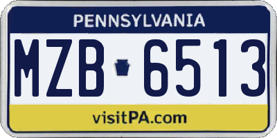 PA license plate MZB6513