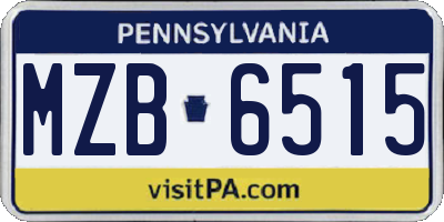 PA license plate MZB6515