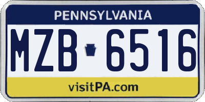 PA license plate MZB6516