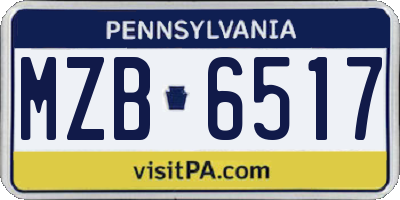 PA license plate MZB6517