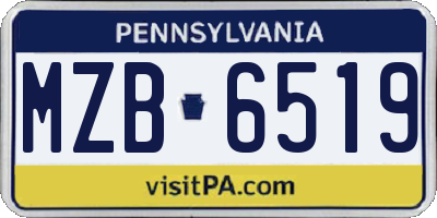 PA license plate MZB6519