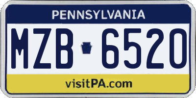 PA license plate MZB6520