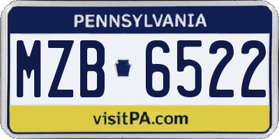 PA license plate MZB6522