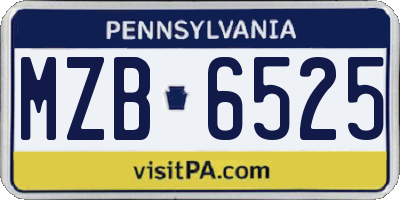 PA license plate MZB6525