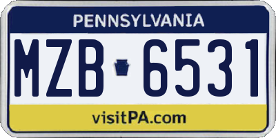 PA license plate MZB6531