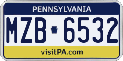 PA license plate MZB6532