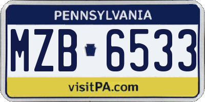 PA license plate MZB6533