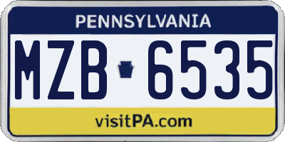 PA license plate MZB6535
