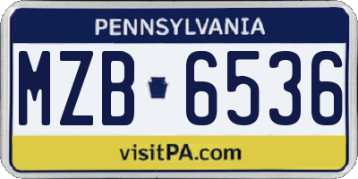 PA license plate MZB6536