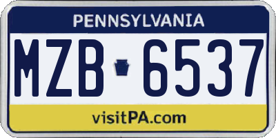 PA license plate MZB6537