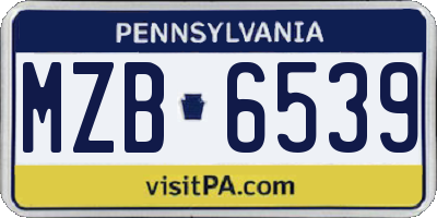 PA license plate MZB6539