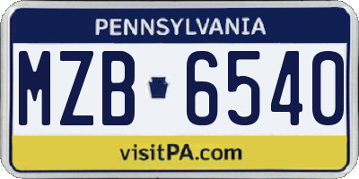 PA license plate MZB6540