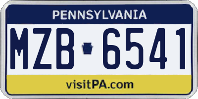 PA license plate MZB6541