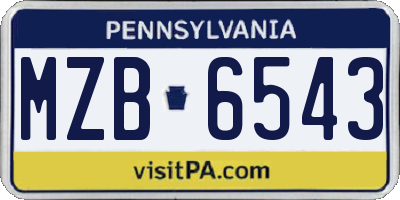 PA license plate MZB6543